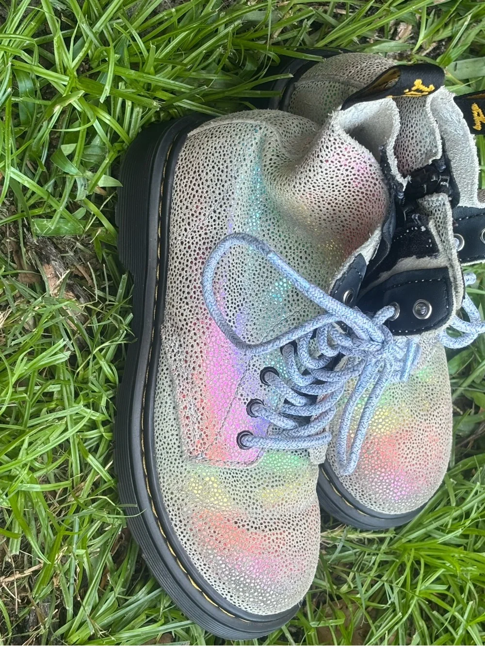 Dr. Martens Iridescent Lace-Up Combat Boots - Multi Kids Size 1